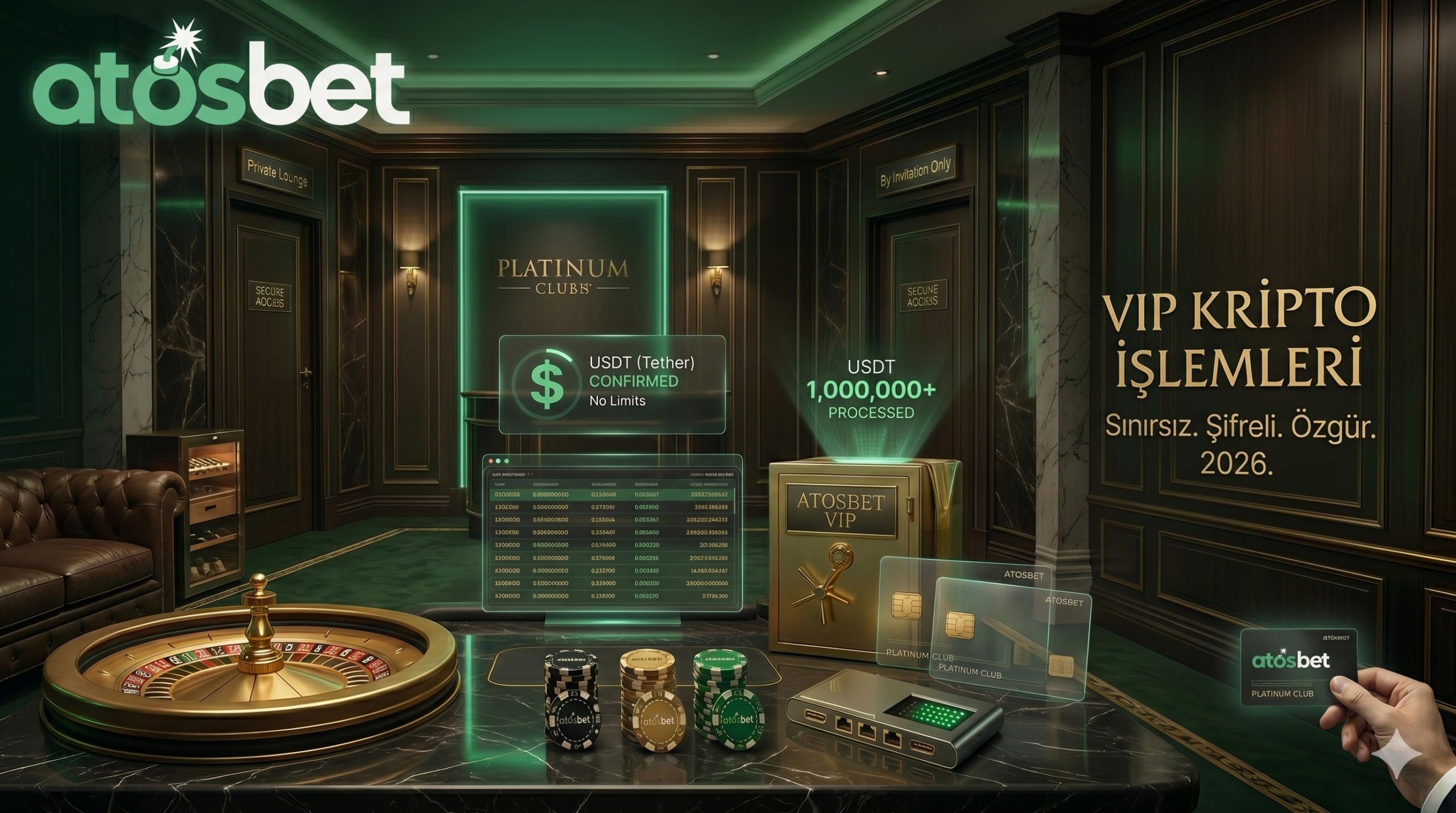 Atosbet VIP yüksek limitli kripto para (USDT) yatırma ve çekme işlemleri