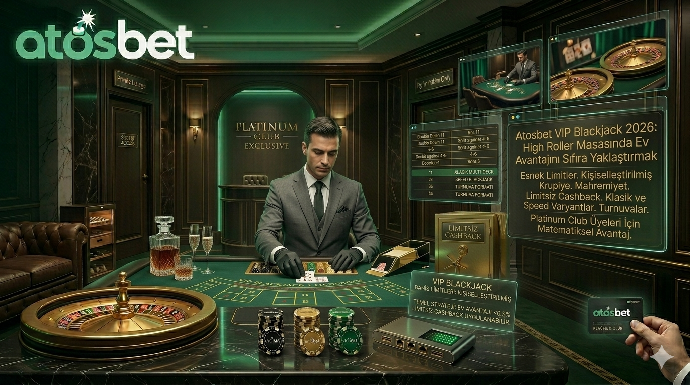 Atosbet VIP blackjack masasında yüksek limitli el ve krupiye ile izole Private Lounge ekranı.