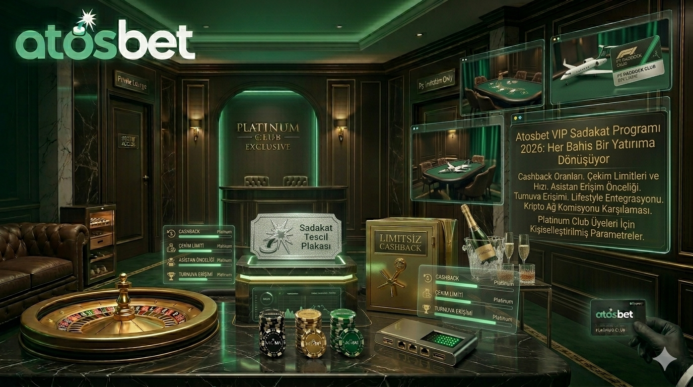 Atosbet VIP sadakat programı katman yapısı ve Platinum Club ilerleme ekranı.